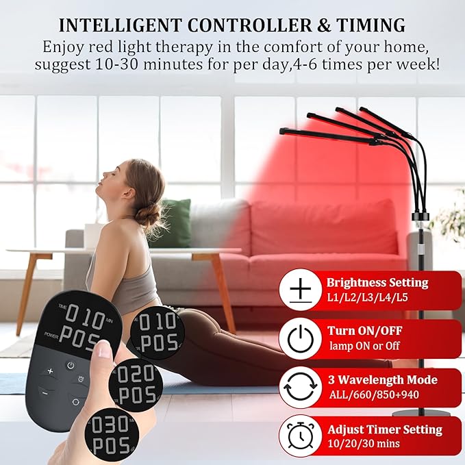 Red Light Therapy for Body,180LEDs Infrared Light Therapy 3-in-1 Chip Design, 660nm & 850nm & 940nm Near Infrared Timer Device at Home