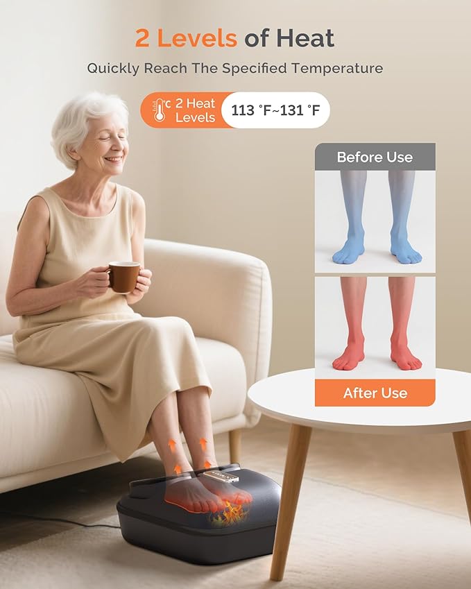 AIRSEE Shiatsu Foot Massager for Plantar Fasciitis, Deep Kneading Therapy, Air Compression, Feet Massage with Heat, Vibration, Rolling, Relief for Tired Muscle & Plantar, for Women Men, Size 12 - Bloomnest