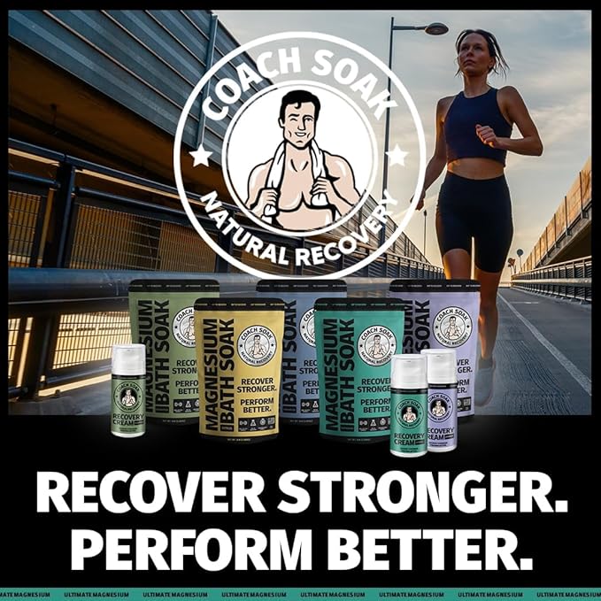 Coach Soak Epsom Salt Alternative Bath Soak & Cream with Magnesium Flakes - 1.61 lb (Pack of 2) - Cooling Peppermint - Foot Soak & Bath Salts for Relaxing Muscle Support & Skin Softening - Bloomnest