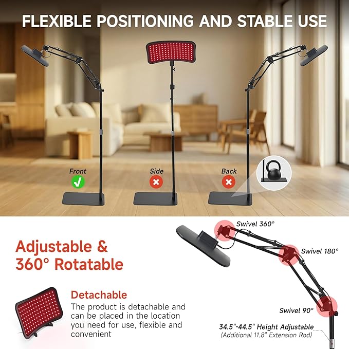 Renergy Red Light Therapy Lamp with Stand, 660nm 850nm Near Infrared Red Light Therapy Panel for Face & Body, Portable LED Light Therapy Device with Remote Control, 5 Brightness 3 Timer for Home Use Renergy
