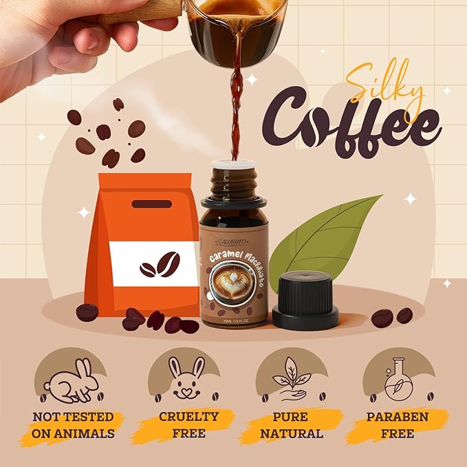 SALUBRITO Coffee Fragrance Oils Set, Premium Essential Oils for Diffuser, Candle, Soap Making, Blueberry Muffin, Eggnog Latte, Caramel Machhiato, Cafe Mocha, French Vanilla, Hot Chocolate, Scented Oil - Bloomnest