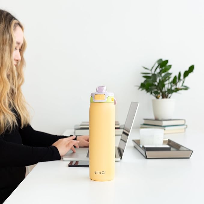 Ello Pop & Fill Insulated Stainless Steel Water Bottle with Quick Fill Lid, Leakproof Locking, Sip or Chug Spout, BPA-Free, Double Wall Vacuum Insulated for Sports, Travel & School- 22oz / 32oz / 40oz Ello