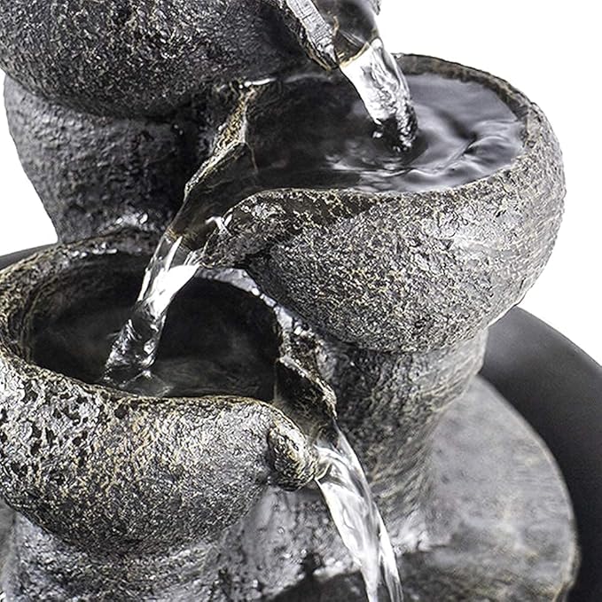 Ferrisland Tabletop Waterfall Fountain - 3-Step Modern Water Fountain with LED Light for Office Desktop Decor - Bloomnest