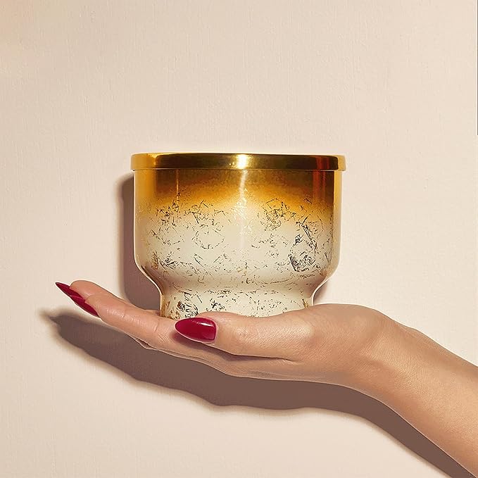 Capri Blue Volcano Scented Candle for Home - Glimmer Inverted Jar Candles - Soy Candles - Holiday Candles with White & Gold Ombre Glass Candle Holder (10 oz) - Bloomnest
