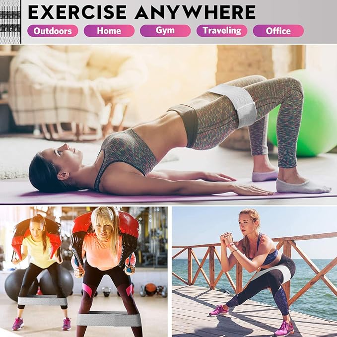 Renoj Resistance Bands, Yoga Starter Sets for Women and Men, 3 Set of Stretch Exercise Workout Bands for Booty Legs, Elastic Pilates Flexbands - Bloomnest