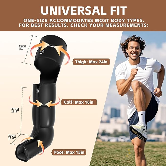 Leg Massager with Heat and Compression‎, Leg Compression Machine & Compression Boots for Circulation – 6 Modes & 3 Intensity Levels for Pain Relief, Gifts for Women, Men & Seniors - Bloomnest