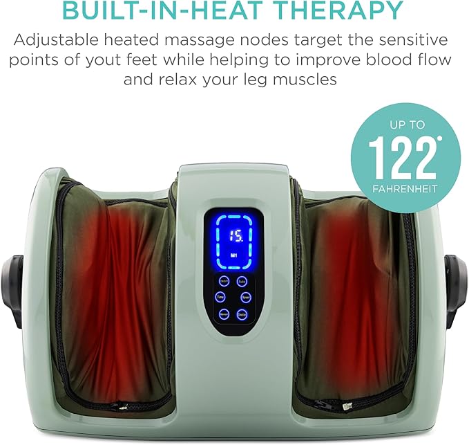 Best Choice Products Heated Shiatsu Foot Massager for Pain Relief, Plantar Fasciitis, Neuropathy, Blood Circulation w/Compact Design - Sage Green - Bloomnest