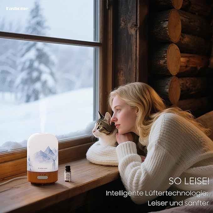 Essential Oil Diffuser Hand Blown Glass, 100ml Small Aromatherapy Diffuser, Auto Shut-Off Function, Ultrasonic Diffusers for Essential Oils, Cool Mist Humidifier with Warm White Lights (Lavender) - Bloomnest