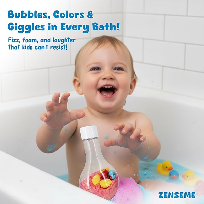 Bath Bombs for Boys with Mini Toy Ducks Inside – Kids Bath Bombs Powder - Bubble Bath for Kids – Bathtime Experiment Kit Mix - Blast of Foam & Colour Surprise – Gift Set of 4 - Bloomnest