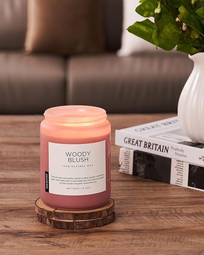 M&SENSE Rose Oud Wood Soy Candles 2 Wick, Large Scented Candles 19.4oz 110 Hour Long Lasting Burn Non Toxic Natural Luxury Aromatherapy Gifts for Women & Relaxing Spa Yoga - Bloomnest