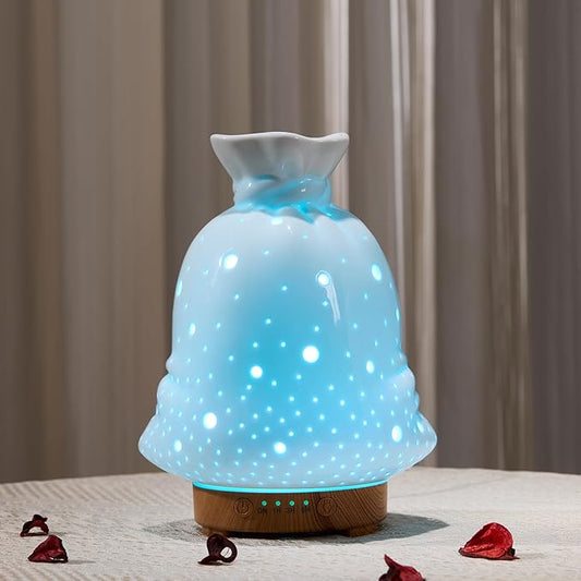 160ML Ceramic Diffuser for Essential Oils Lucky Bag Aromatherapy Diffuser Ultrasonic Cool Mist Humidifier with Intermittent Mist Modes Waterless Auto Off for Room Office - Bloomnest