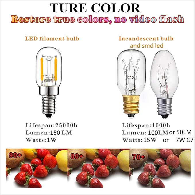 LiteHistory E12 1 watt Equal 15w Night Light Bulbs 150lm Himalayan Salt lamp Bulb 2700K t22 t7 led Bulb 2Pack - Bloomnest