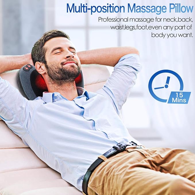 Papillon Neck Massager,Shiatsu Electric Back Massager with Heat,Neck Back Pain Relief Gifts for Mom/Dad/Women/Men,Deep Tissue Kneading Massage Pillow for Shoulder,Legs,Foot,Body Muscle Fatigue Relief - Bloomnest
