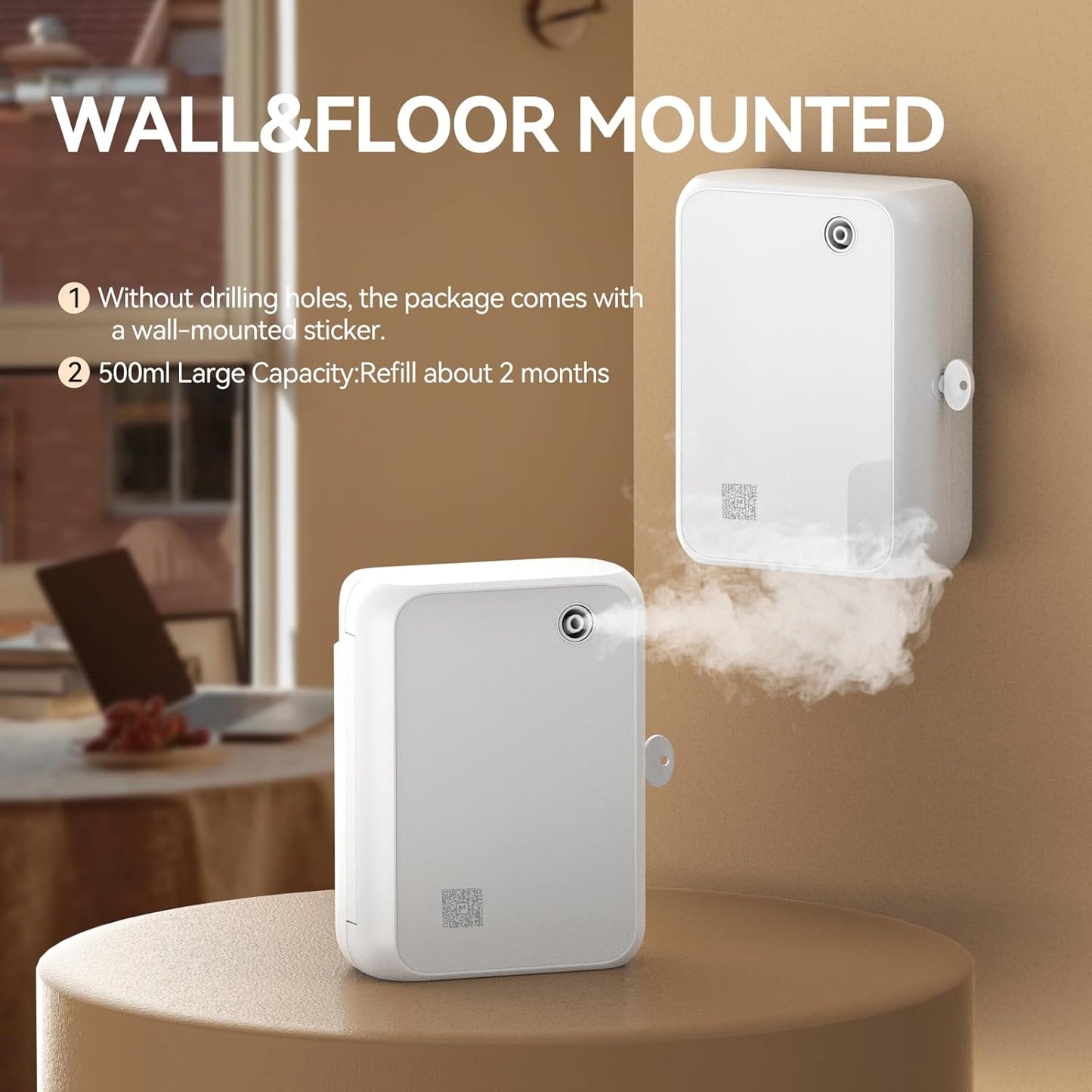 Smart Aromatherapy Diffuser with Bluetooth,500ml Waterless Essential Oil Diffuser for Whole House,Office,Spa,and Yoga Studio – Timer Function & Quiet Operation, White