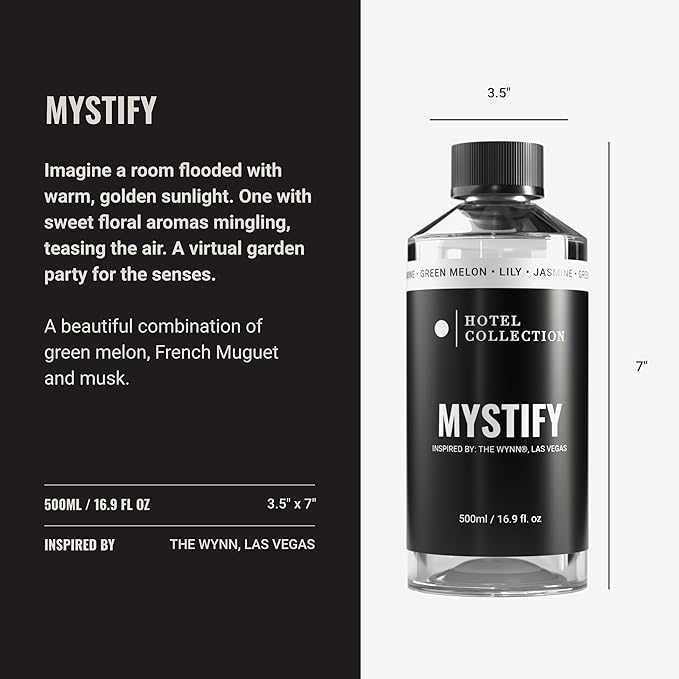 Hotel Collection Diffuser Oil - Mystify - Aromatherapy Essential Fragrance Oil - Jasmine, Green Melon, Lily - 500mL 16.9 Fl oz - Bloomnest