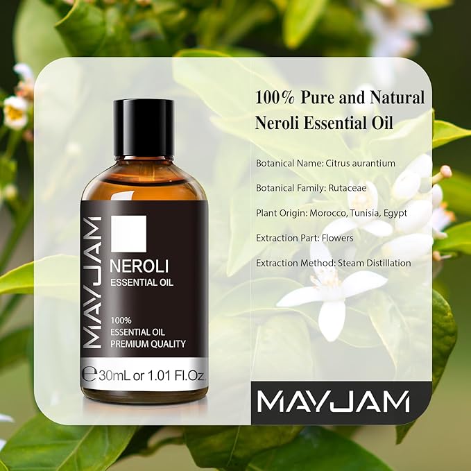 Neroli Essential Oil 30ML/ 1.01FL.OZ, MAYJAM Pure Neroli Oil for Massage, Diffuser, Soap Making, Long Lasting Scents - Bloomnest