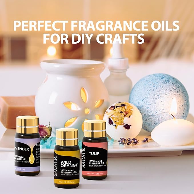 50 Pcs Essential Oils by SACATR Natural Essential Oil Set -Essential Oils Gift Set for Diffuser, Home Care, DIY Candle and Soap Making(50 * 5ML) - Bloomnest