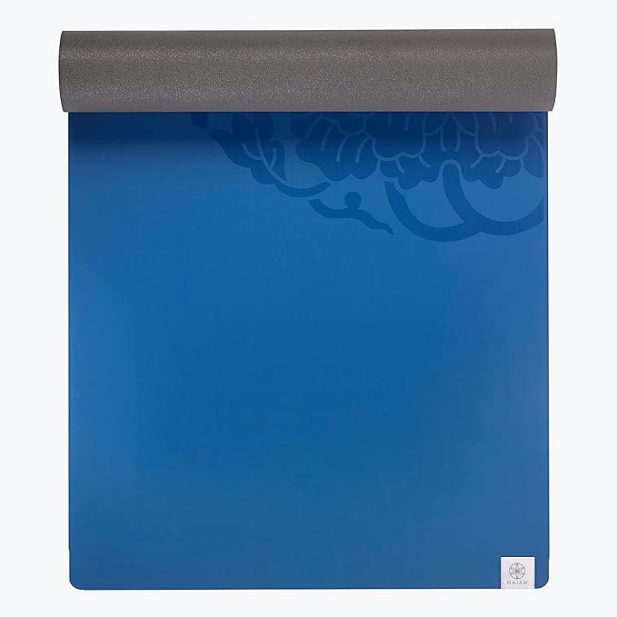 Gaiam Dry-Grip Yoga Mat - 5mm Thick Non-Slip Exercise & Fitness Mat for Standard or Hot Yoga, Pilates and Floor Workouts - Cushioned Support, Non-Slip Coat - 68 x 24 Inches - Bloomnest