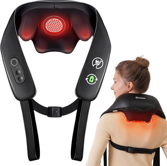 Neck and Shoulder Massager with Heat, Cordless Back and Neck Massager, Upgraded Graphene Heating, 4D Shiatsu Deep Kneading Massage for Shoulder, Back,Leg,Pain Relief, Portable Gifts for Dad Mom Friend - Bloomnest