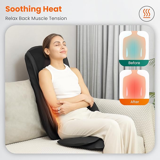 Snailax Shiatsu Neck Back Massager with Heat, Massage Chair Pad with Compression, Height-Adjustable Neck Massage Rollers Chair Seat Massager, Gifts for Men, Women - Bloomnest