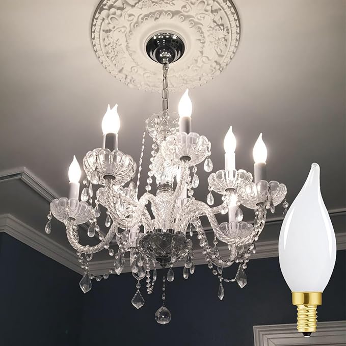 E12 Dimmable Light Bulbs 60 Watt Candelabra Led Bulbs 4000k Daylight Frosted Edison Bulbs 6W for Chandelier Light and Ceiling Fan Light AC120V 600lm b11 led Bulb Torpedo,6Pack - Bloomnest