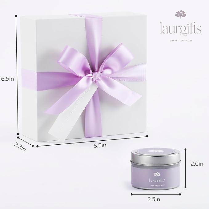 Lavender Spa Gift Box for Women – Small Candle Set with Bath Gifts, Relaxing Self Care Spa Set, Birthday Basket for Women, Mom & New Mom - Bloomnest