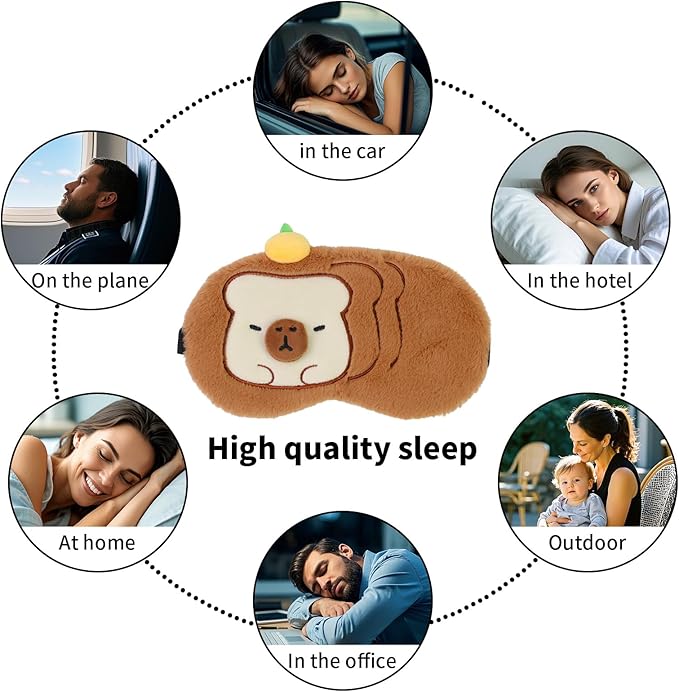Cute Animal Eye Mask for Sleeping Funny Animal Sleeping Mask Soft Lightweight Eyemask for Women Teen Girls (Brown Bread) - Bloomnest