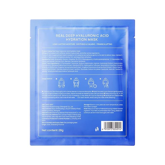 Prof. Ling Full-Spectrum Hyaluronic Acid Face Mask – Deep Hydrating, Firming & Soothing Sheet Mask for Sensitive Skin, Plumping & Anti-Wrinkle Facial Treatment-5ea - Bloomnest