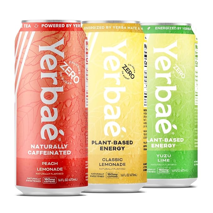 YERBAÉ Citrus Functional Energy Drink Variety Pack - 0 Sugar 0 Calories 0 Carbs, Energized by Yerba Mate. Yerbae is Naturally Caffeinated, Plant-Based Healthy Alternative 16oz cans (12 Pack) - Bloomnest