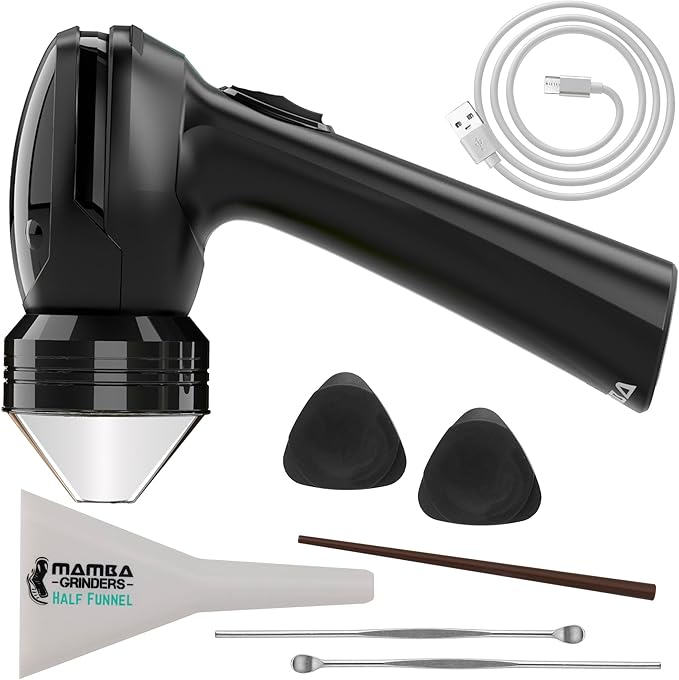 Mamba Original 1g Black USB Electric Herb Grinder. Small Portable Metal Herbal Machine & Spice Mill for the Kitchen - Bloomnest