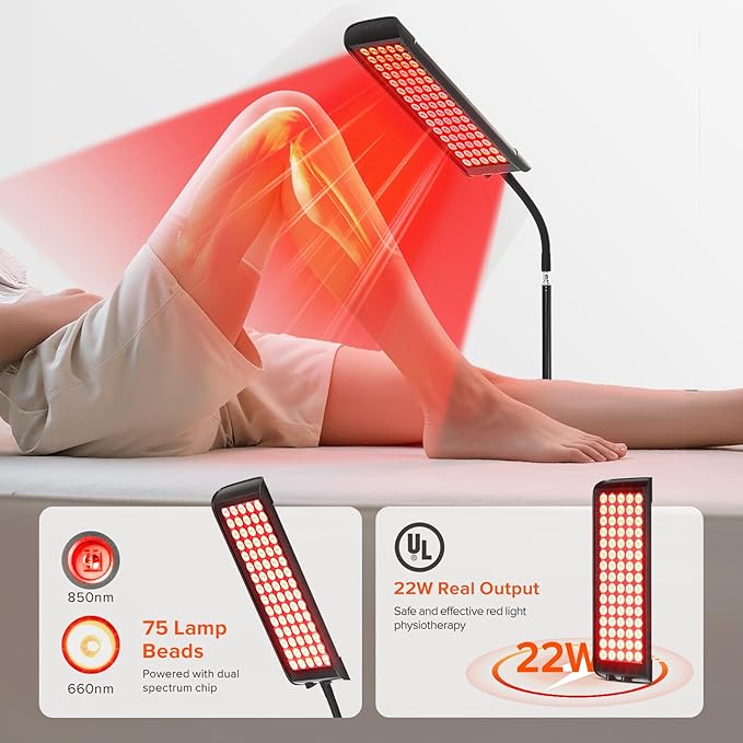 Red Light Therapy for Face and Body, GMOWNW Infrared Light Therapy Lamp with Stand, 660nm Red Light and 850nm Near Infrared Light Therapy Device for Face Knee Body, Skin Care at Home GMOWNW