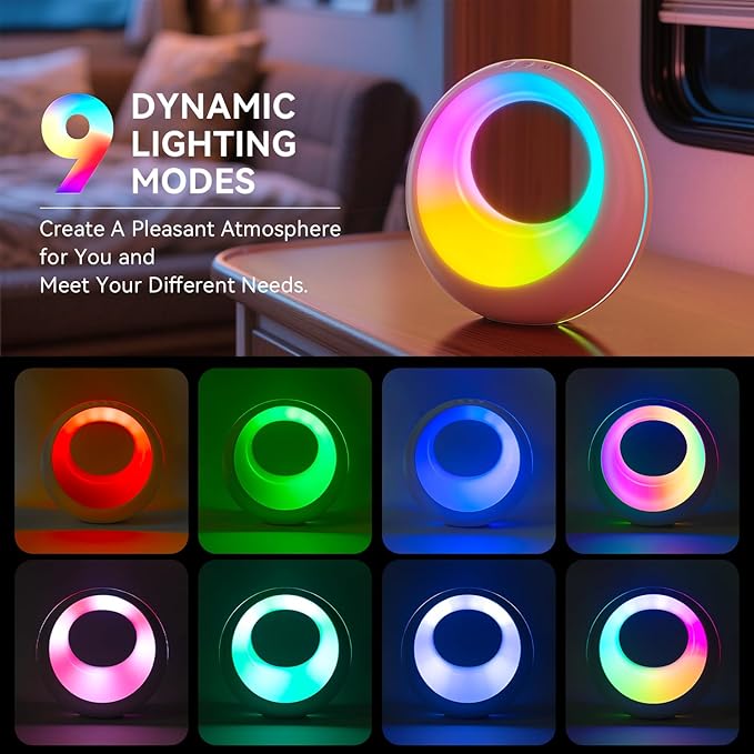 Auxmir Nursery Night Light for Baby, Magic Moon Lamp for Kids and Adult 7 Lighting Colors & 9 RGB Modes, Rechargeable Bedside Table Lamp with Timing Function, Sleep Aid Nursing Lamp for Bedroom - Bloomnest