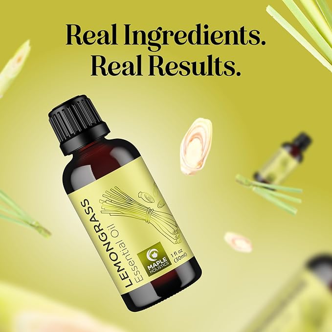 Pure Refreshing Lemongrass Essential Oil - Aromatherapy Lemongrass Oil for Hair Nails and Skin Plus Potent Natural Aromatic Essential Oil for Diffusers for Home and Travel from Maple Holistics - Bloomnest