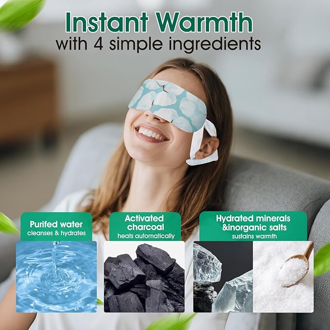 AROIC 60 Pack Steam Eye Masks Disposable for Dry Eyes, Heated Eye Mask Warm Compress for Eyes, Relaxation Gifts, Travel Essentials - Lavender, Unscented, Chamomile, Rose - Bloomnest