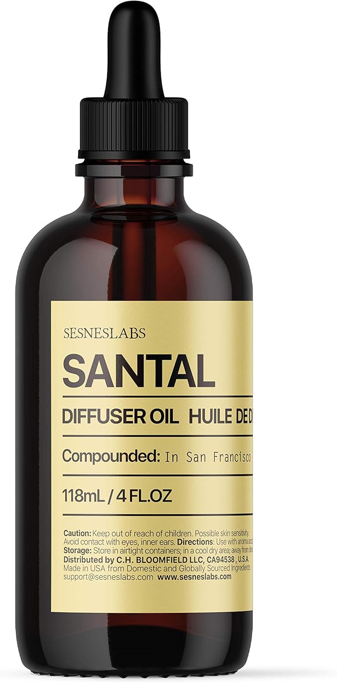 Santal Diffuser Oil, Niche Scent, Luxury Amber Coco Vanilla Cedar Sandalwood Musk Essential Oils Blend for Ultrasonic Diffuser Scent Projects(4 oz/118 ml) - Bloomnest