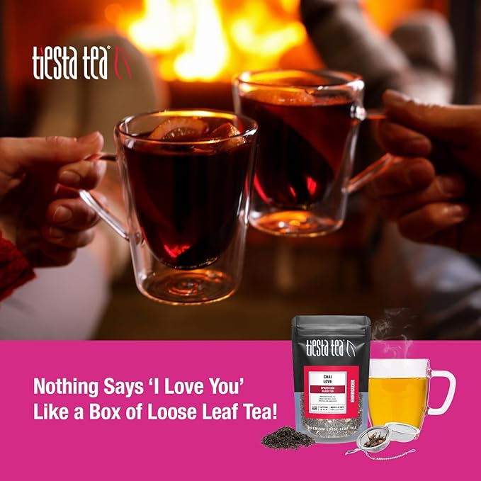Tiesta Tea - Love & Warmth Loose Leaf Tea Gift Set, Loose Leaf, 6-Flavor Premium Variety Pack with Ball Strainer for Steeping, Brewing, and Enjoying, Valentines Day Assortment to Make Hot or Iced - Bloomnest