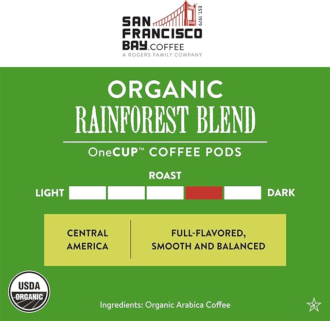SF Bay Coffee OneCUP Organic Rainforest Blend 36 Ct Medium Dark Roast Compostable Coffee Pods, K Cup Compatible including Keurig 2.0 - Bloomnest