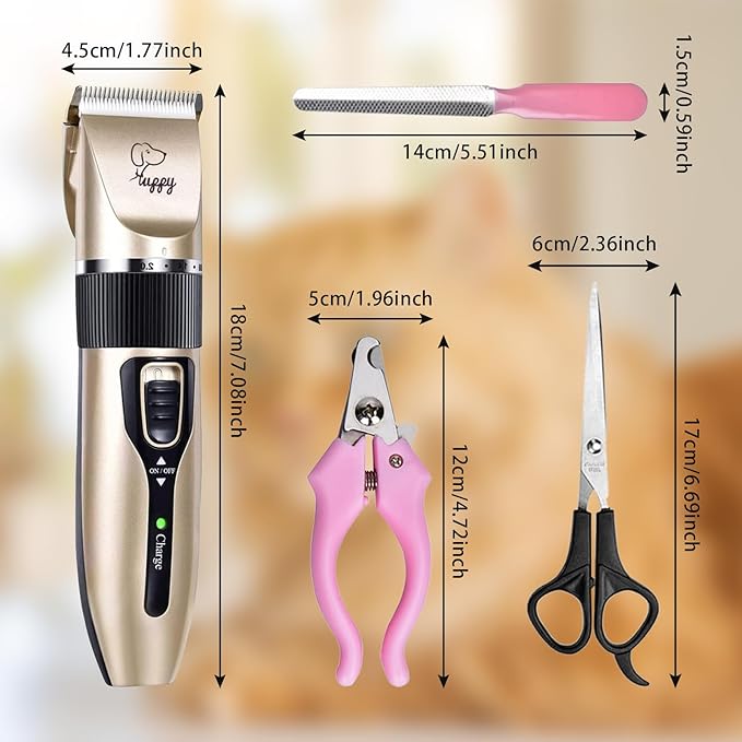 Dog Clippers for Grooming, Low Noise, Electric Quiet, Adjustable Clipper Comb for Dog Grooming Kit, Pet Hair Clippers Grooming kit for Dogs at Home - Bloomnest