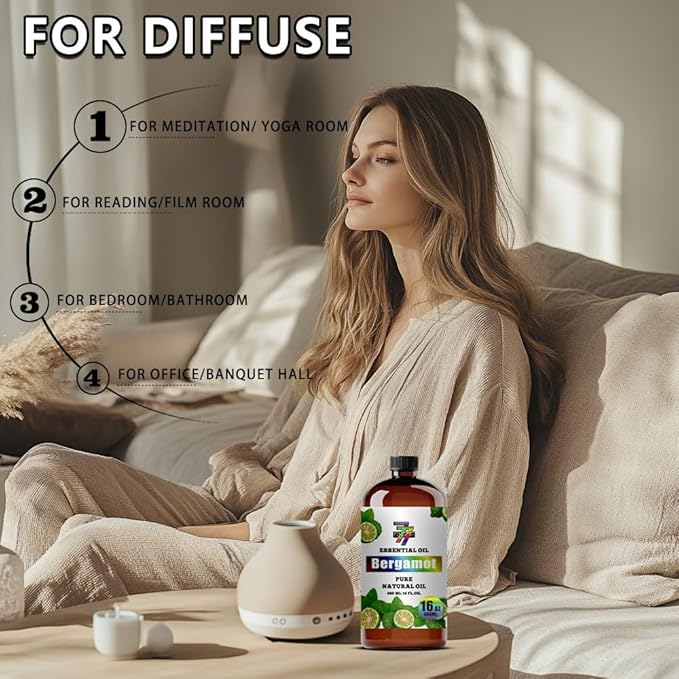 Bergamot Essential Oil(16oz / 480ml) - Bergamot Oils Used in diffusers, humidifiers, Home Baths, Cleaning Products, Yoga, DIY Soaps and DIY Scented Candles - Bloomnest