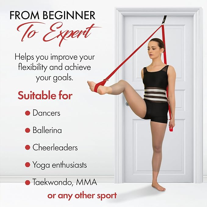 Stretching Strap With Door Anchor - Stretching Equipment to Improve Legs Flexibility - Splits Trainer For Home Ideal In Ballet, Dance, Cheerleading, Taekwondo, Yoga, Pole Dancing & Gymnastics - Bloomnest