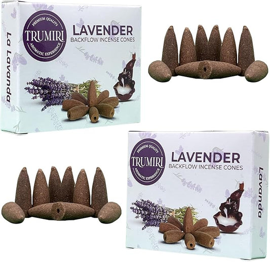 Lavender Backflow Incense - 20 Cones, Dual Pack, Waterfall Effect TRUMIRI
