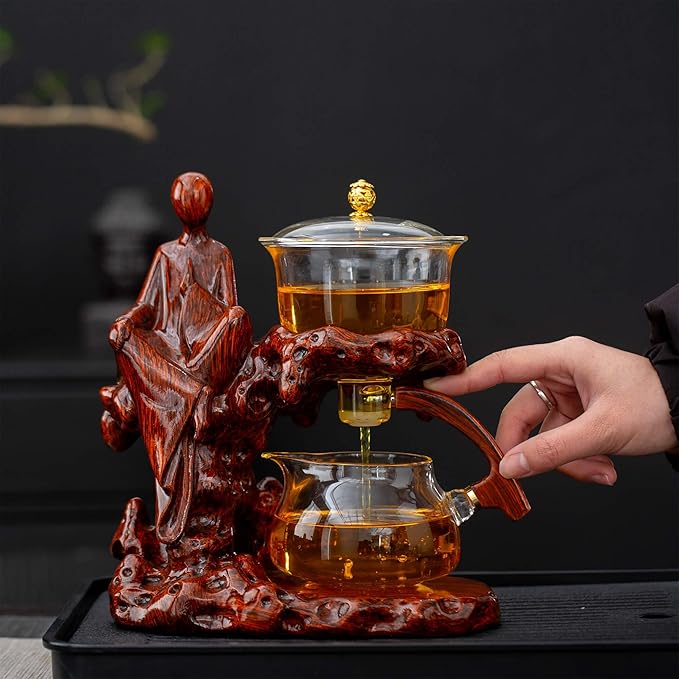 Kungfu Tea Sets Semi Automatic Glass Teapot Set (Meditation-red) - Bloomnest