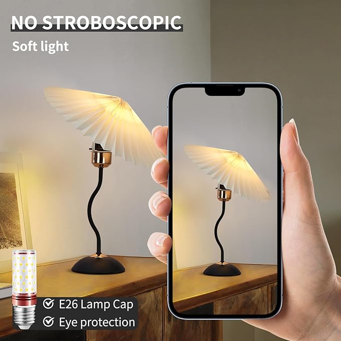 Arts Bedside Table Lamp for Bedroom, Cute Small Pleated Lamps for Nightstand, Vintage Lamp with Umbrella Shade, Decor Desk Reading Lamps for Living Room Kids Room Dorm Office with E26 LED Bulb - Bloomnest