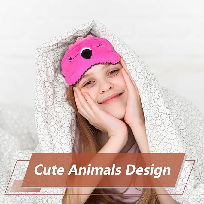 Funny Flamingo Sleeping Mask Eye Mask Cute Animal Sleep Mask Soft Plush Blindfold Travel Eye Cover Eyeshade for Kids Adults Girls Boys Women Men (Flamingo, Hot Pink) - Bloomnest