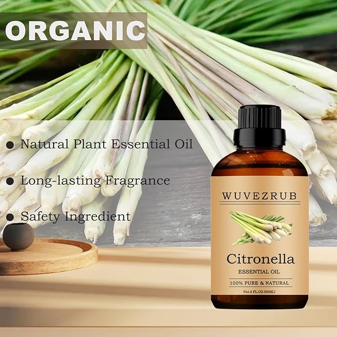 Citronella Essential Oil, 60ML Pure and Natural for Aromatherapy Diffuser - 2 Fl Oz - Bloomnest
