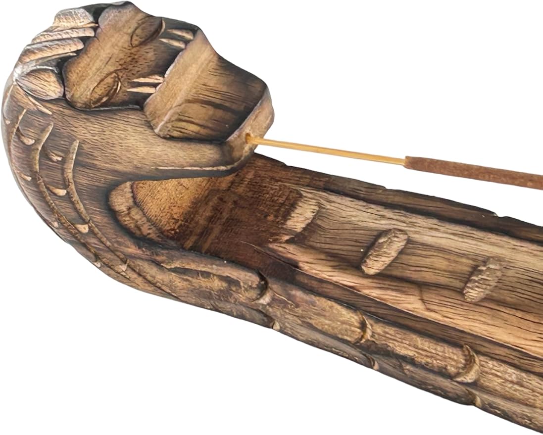S.B Arts Dragon Incense Holder, Wooden Incense Ash Catcher, Incense Burner, Incense Stick Holder Backflow, Home Decor Accessories, Yoga Meditation Incense Stand - 12 X 2.0 X 2.5 - Bloomnest