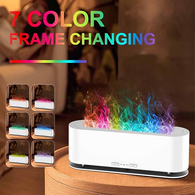 2025 Upgraded Flame Fire Diffuser Humidifier, 7 Colors Changing Oil Diffuser, Ultra-Quiet Aroma Essential Oils Aromatherapy Diffusers for Large Room, Bedroom, Office(200ml Auto Off,Timeable,12Hrs) - Bloomnest