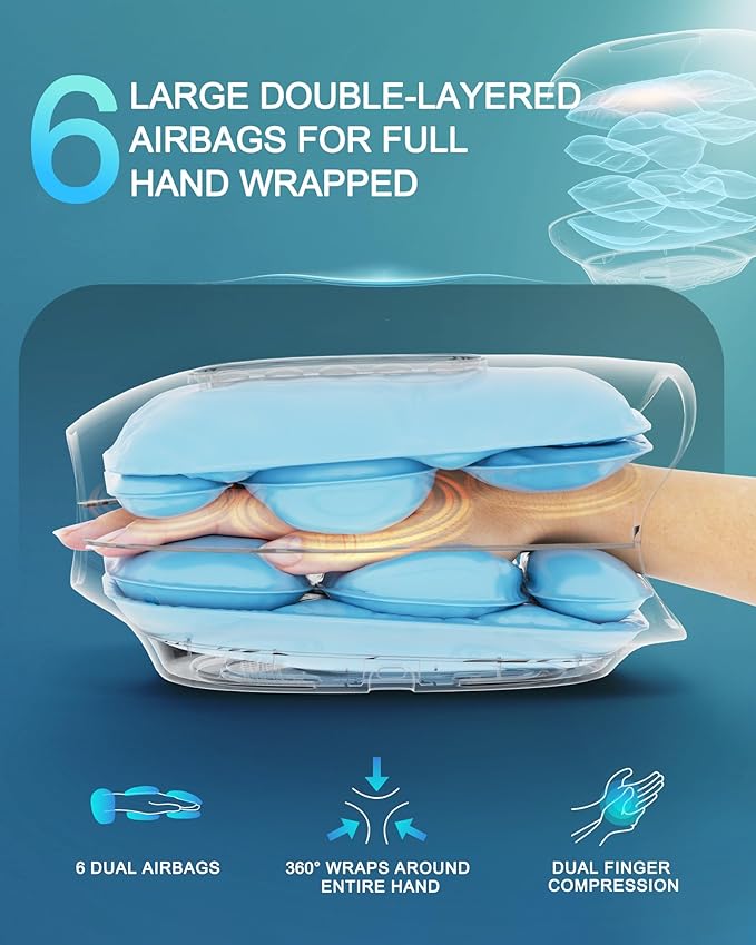 HANMAX Hand Massager with Heat and Compression - for Arthritis & Carpal Tunnel, Portable Gift for Women/Men - Bloomnest