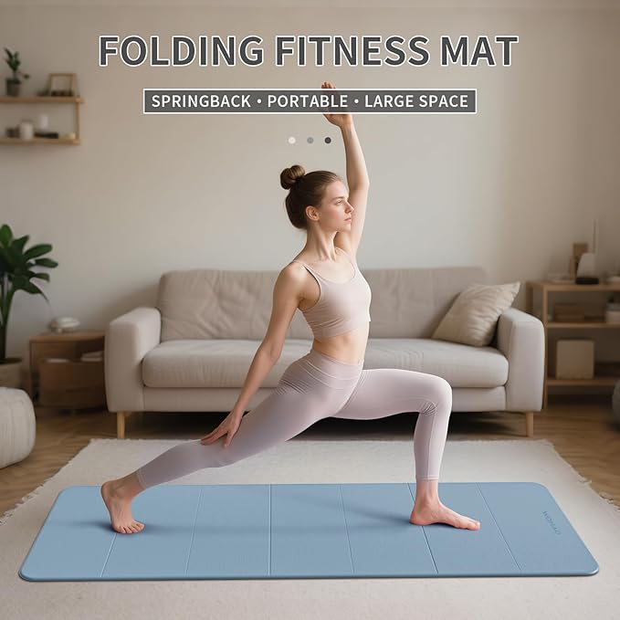 7-Fold Yoga Mat 70"x24" - 1/2 Inch Thick Folding Exercise Mat, Compact Non-Slip TPE Mat for Travel, Storage, Yoga & Home Gym, Lightweight & Portable - Bloomnest