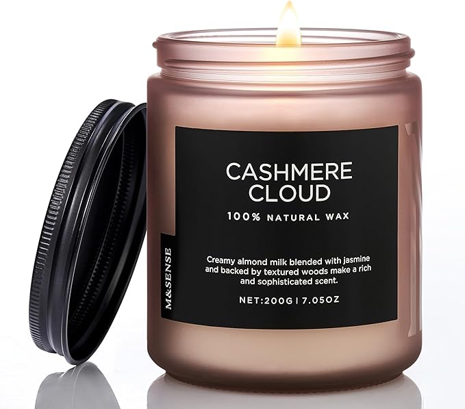 M&SENSE Creamy Almond Milk Scented Candles, Organic Natural Soy Wax Clean Non Toixc 7.05oz 50 Hour Slow Burning Candle for Bedroom Kitchen Home Decor, Housewarming Gifts for Women Men - Bloomnest